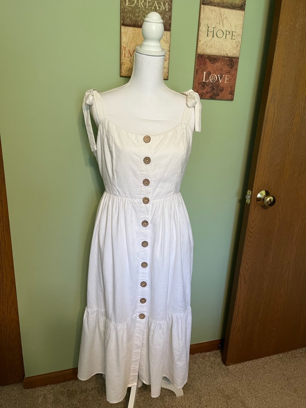 Forever 21 White Button Down the Front Sundress - Size L - Picture 2 of 11